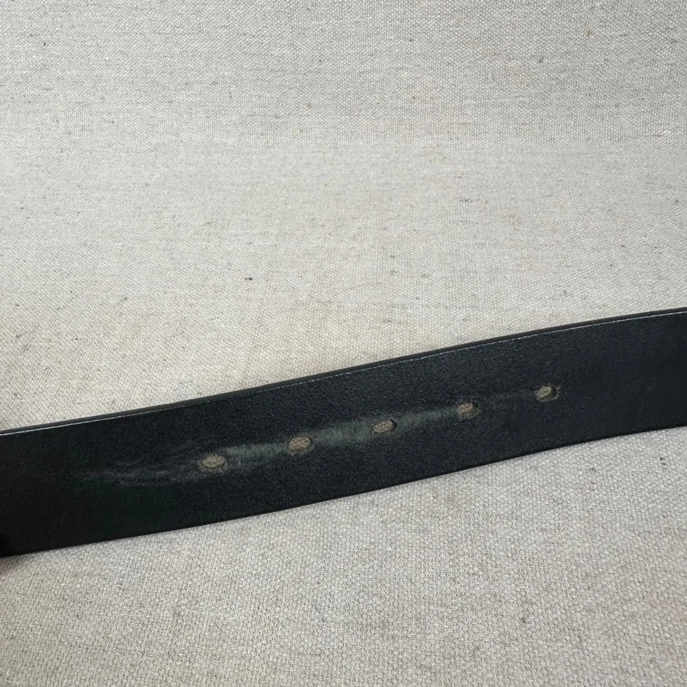 Gingerich Leather Mens Black Leather Belt‎ Silver Buckle Size 40 Made in USA